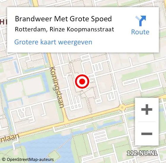 Locatie op kaart van de 112 melding: Brandweer Met Grote Spoed Naar Rotterdam, Rinze Koopmansstraat op 4 oktober 2021 04:10