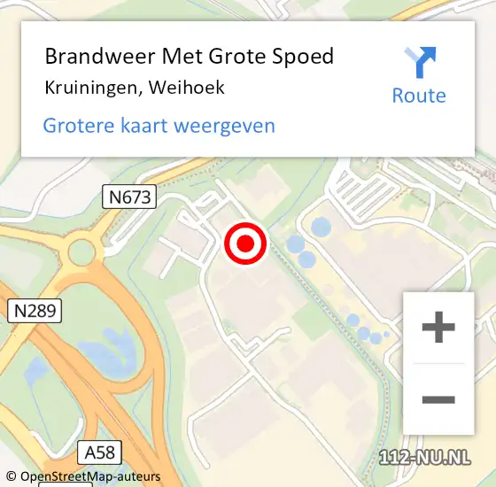 Locatie op kaart van de 112 melding: Brandweer Met Grote Spoed Naar Kruiningen, Weihoek op 4 oktober 2021 04:35