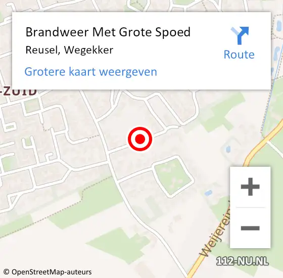 Locatie op kaart van de 112 melding: Brandweer Met Grote Spoed Naar Reusel, Wegekker op 4 oktober 2021 04:46