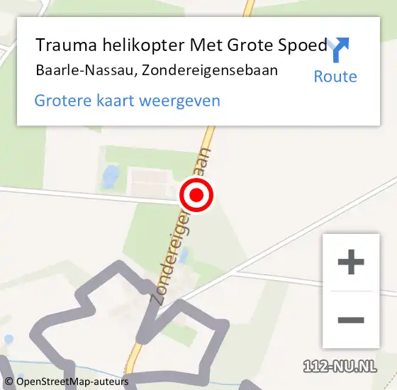 Locatie op kaart van de 112 melding: Trauma helikopter Met Grote Spoed Naar Baarle-Nassau, Zondereigensebaan op 4 oktober 2021 05:05