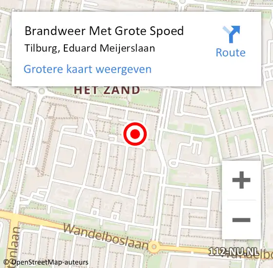 Locatie op kaart van de 112 melding: Brandweer Met Grote Spoed Naar Tilburg, Eduard Meijerslaan op 4 oktober 2021 05:08