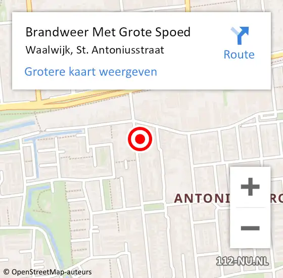 Locatie op kaart van de 112 melding: Brandweer Met Grote Spoed Naar Waalwijk, St. Antoniusstraat op 4 oktober 2021 05:32