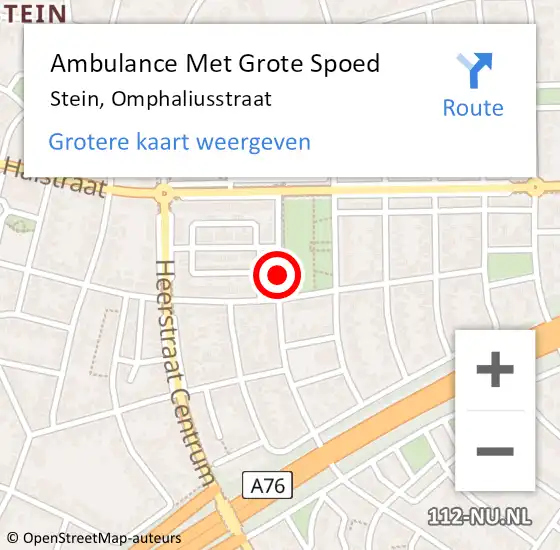 Locatie op kaart van de 112 melding: Ambulance Met Grote Spoed Naar Stein, Omphaliusstraat op 24 juni 2014 22:31