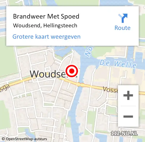 Locatie op kaart van de 112 melding: Brandweer Met Spoed Naar Woudsend, Hellingsteech op 4 oktober 2021 06:10