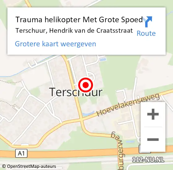 Locatie op kaart van de 112 melding: Trauma helikopter Met Grote Spoed Naar Terschuur, Hendrik van de Craatsstraat op 4 oktober 2021 06:59