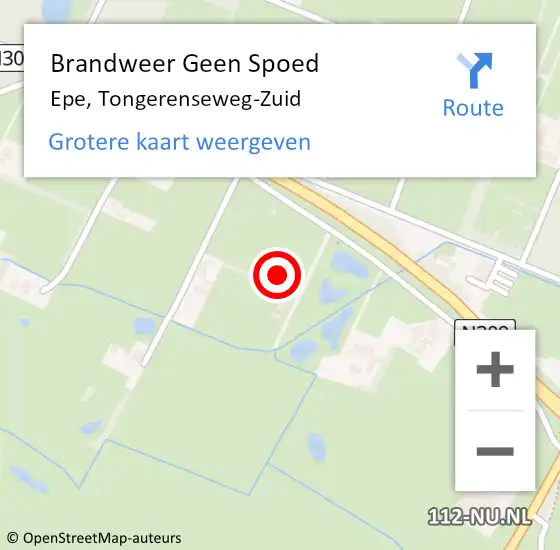 Locatie op kaart van de 112 melding: Brandweer Geen Spoed Naar Epe, Tongerenseweg-Zuid op 4 oktober 2021 07:12