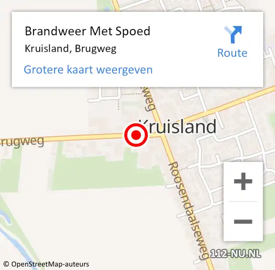 Locatie op kaart van de 112 melding: Brandweer Met Spoed Naar Kruisland, Brugweg op 4 oktober 2021 07:42