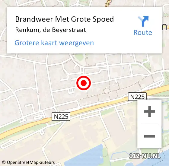 Locatie op kaart van de 112 melding: Brandweer Met Grote Spoed Naar Renkum, de Beyerstraat op 4 oktober 2021 07:58