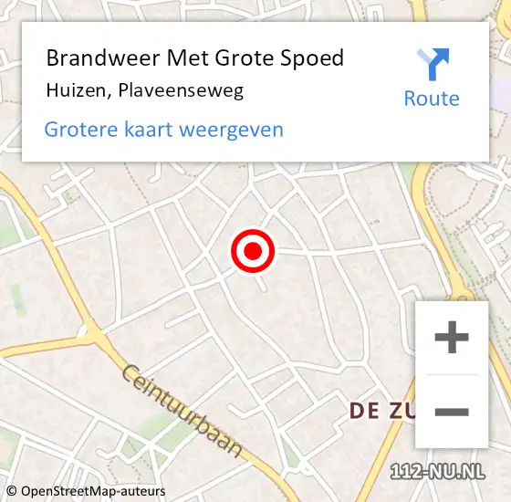 Locatie op kaart van de 112 melding: Brandweer Met Grote Spoed Naar Huizen, Plaveenseweg op 4 oktober 2021 07:58