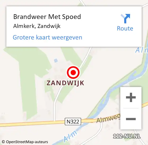 Locatie op kaart van de 112 melding: Brandweer Met Spoed Naar Almkerk, Zandwijk op 4 oktober 2021 08:08