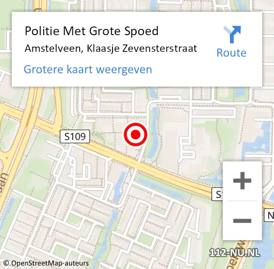 Locatie op kaart van de 112 melding: Politie Met Grote Spoed Naar Amstelveen, Klaasje Zevensterstraat op 4 oktober 2021 08:14