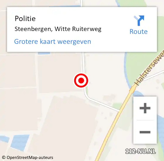 Locatie op kaart van de 112 melding: Politie Steenbergen, Witte Ruiterweg op 4 oktober 2021 08:33