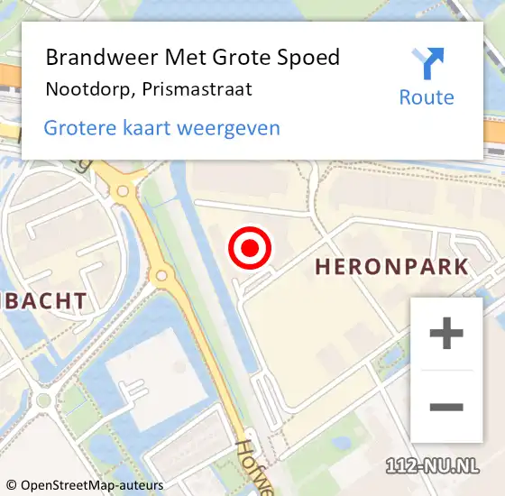 Locatie op kaart van de 112 melding: Brandweer Met Grote Spoed Naar Nootdorp, Prismastraat op 4 oktober 2021 08:48