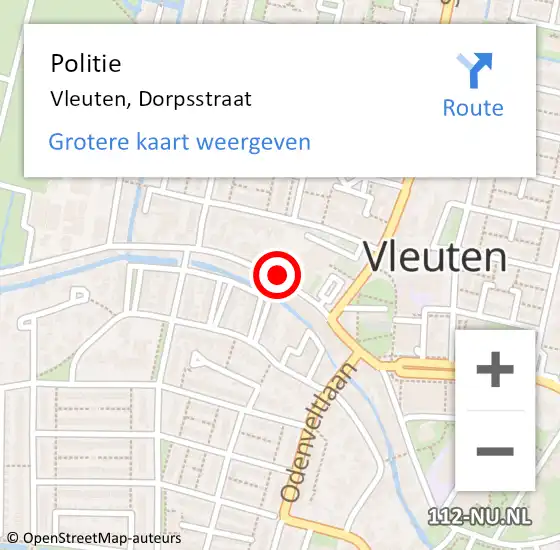 Locatie op kaart van de 112 melding: Politie Vleuten, Dorpsstraat op 4 oktober 2021 08:57