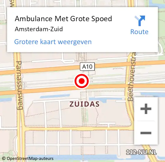 Locatie op kaart van de 112 melding: Ambulance Met Grote Spoed Naar Amsterdam-Zuid op 4 oktober 2021 09:00