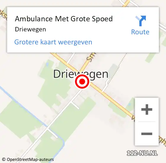 Locatie op kaart van de 112 melding: Ambulance Met Grote Spoed Naar Driewegen op 4 oktober 2021 09:16