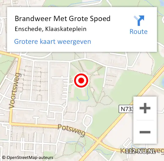 Locatie op kaart van de 112 melding: Brandweer Met Grote Spoed Naar Enschede, Klaaskateplein op 4 oktober 2021 09:26