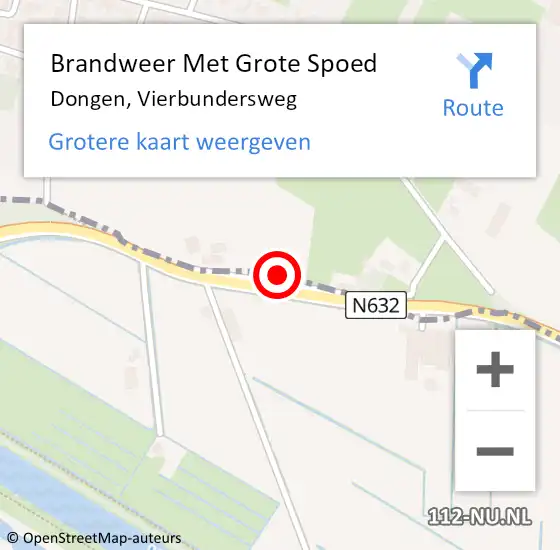 Locatie op kaart van de 112 melding: Brandweer Met Grote Spoed Naar Dongen, Vierbundersweg op 4 oktober 2021 09:38