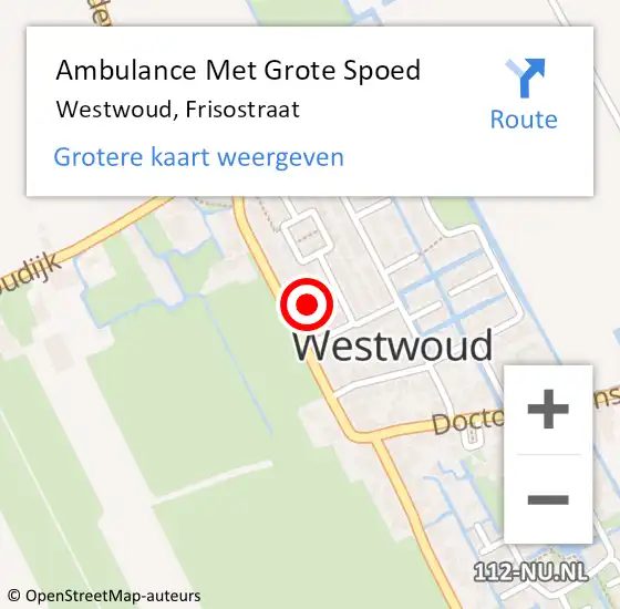 Locatie op kaart van de 112 melding: Ambulance Met Grote Spoed Naar Westwoud, Frisostraat op 24 juni 2014 23:02