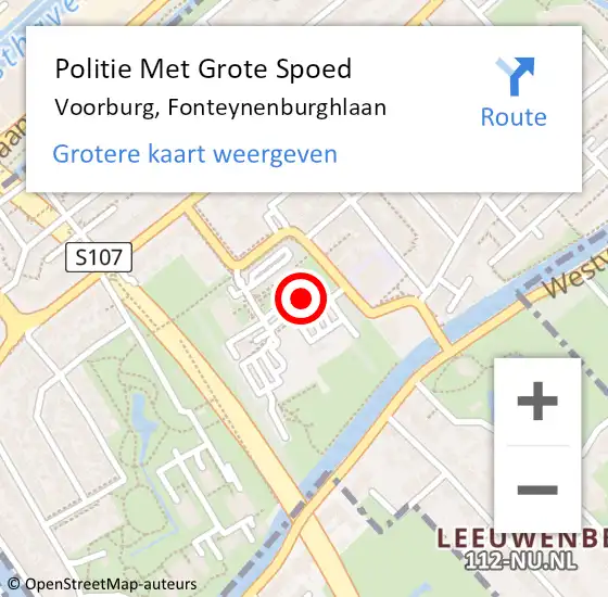 Locatie op kaart van de 112 melding: Politie Met Grote Spoed Naar Voorburg, Fonteynenburghlaan op 4 oktober 2021 10:03