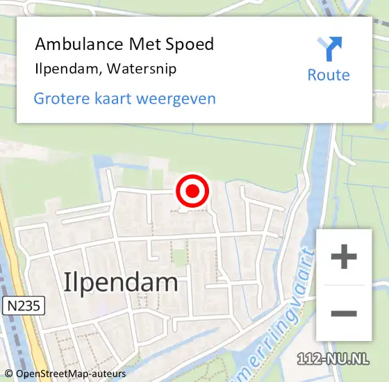 Locatie op kaart van de 112 melding: Ambulance Met Spoed Naar Ilpendam, Watersnip op 4 oktober 2021 10:03