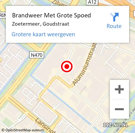 Locatie op kaart van de 112 melding: Brandweer Met Grote Spoed Naar Zoetermeer, Goudstraat op 4 oktober 2021 10:12