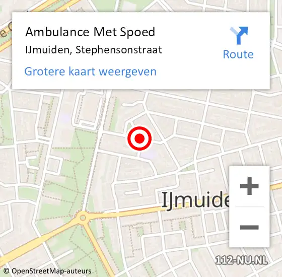 Locatie op kaart van de 112 melding: Ambulance Met Spoed Naar IJmuiden, Stephensonstraat op 4 oktober 2021 10:27