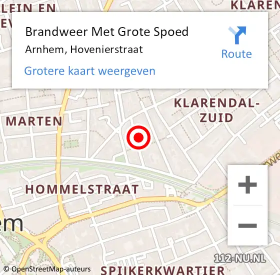 Locatie op kaart van de 112 melding: Brandweer Met Grote Spoed Naar Arnhem, Hovenierstraat op 4 oktober 2021 10:38