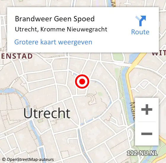 Locatie op kaart van de 112 melding: Brandweer Geen Spoed Naar Utrecht, Kromme Nieuwegracht op 4 oktober 2021 11:09