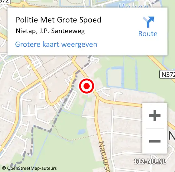 Locatie op kaart van de 112 melding: Politie Met Grote Spoed Naar Nietap, J.P. Santeeweg op 4 oktober 2021 11:13