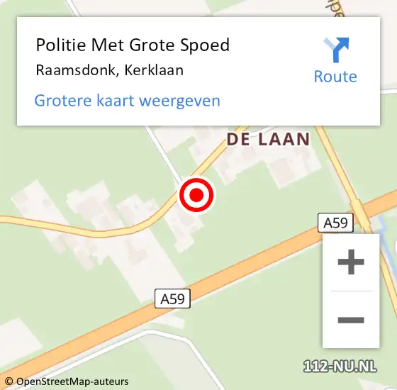 Locatie op kaart van de 112 melding: Politie Met Grote Spoed Naar Raamsdonk, Kerklaan op 4 oktober 2021 11:17