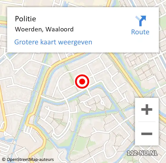 Locatie op kaart van de 112 melding: Politie Woerden, Waaloord op 4 oktober 2021 11:23