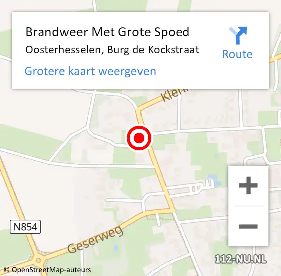 Locatie op kaart van de 112 melding: Brandweer Met Grote Spoed Naar Oosterhesselen, Burg de Kockstraat op 4 oktober 2021 11:40