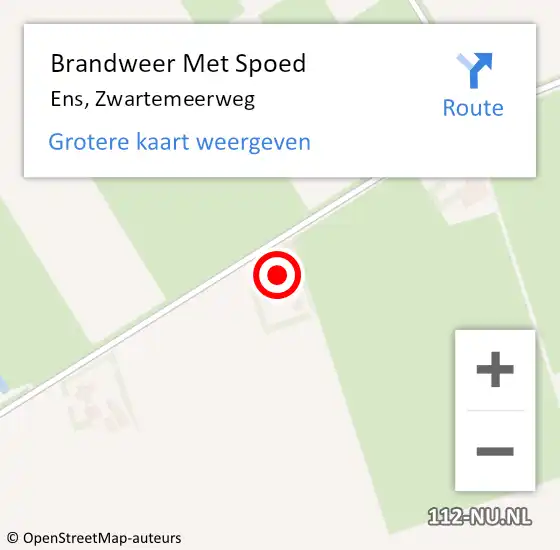 Locatie op kaart van de 112 melding: Brandweer Met Spoed Naar Ens, Zwartemeerweg op 4 oktober 2021 11:46