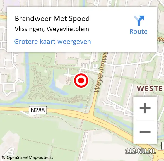 Locatie op kaart van de 112 melding: Brandweer Met Spoed Naar Vlissingen, Weyevlietplein op 4 oktober 2021 11:50