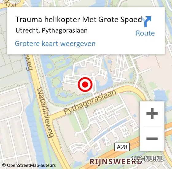 Locatie op kaart van de 112 melding: Trauma helikopter Met Grote Spoed Naar Utrecht, Pythagoraslaan op 4 oktober 2021 11:51