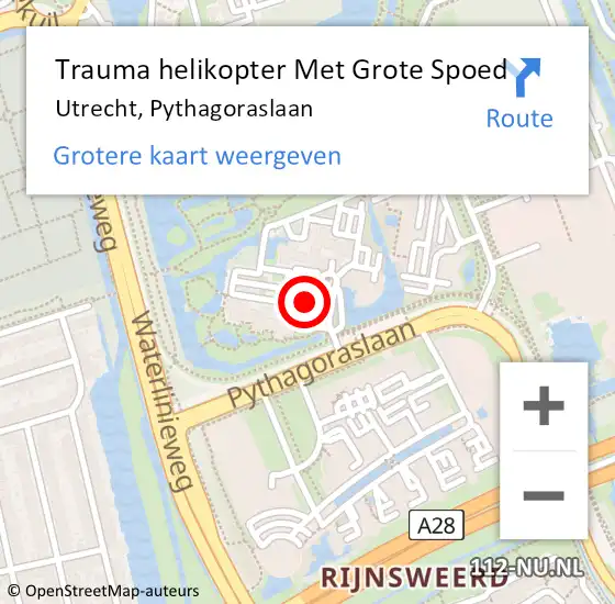 Locatie op kaart van de 112 melding: Trauma helikopter Met Grote Spoed Naar Utrecht, Pythagoraslaan op 4 oktober 2021 11:53