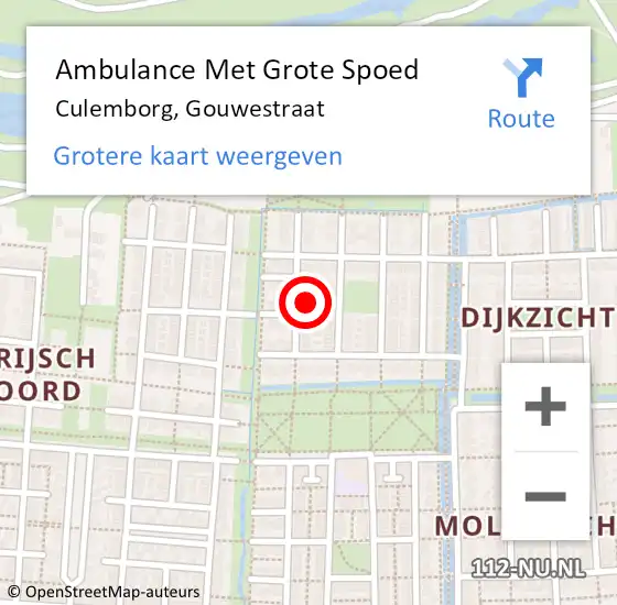 Locatie op kaart van de 112 melding: Ambulance Met Grote Spoed Naar Culemborg, Gouwestraat op 4 oktober 2021 11:59