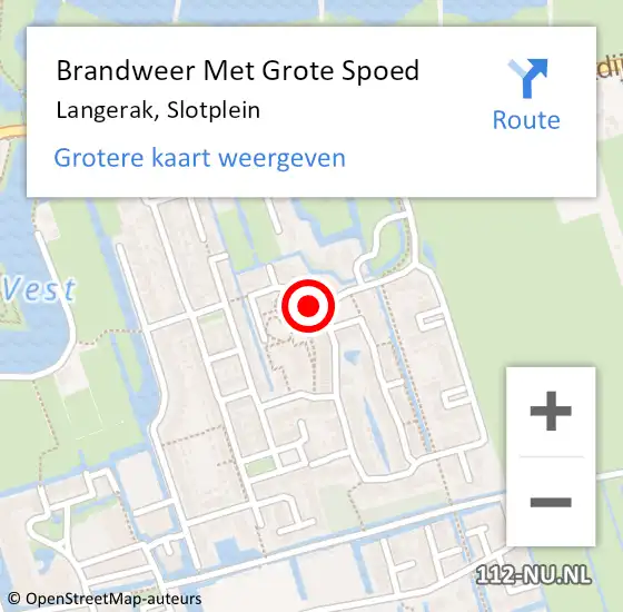 Locatie op kaart van de 112 melding: Brandweer Met Grote Spoed Naar Langerak, Slotplein op 4 oktober 2021 12:00