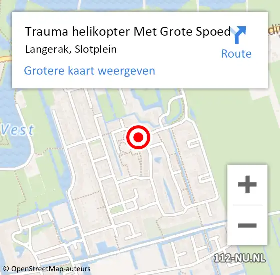 Locatie op kaart van de 112 melding: Trauma helikopter Met Grote Spoed Naar Langerak, Slotplein op 4 oktober 2021 12:01