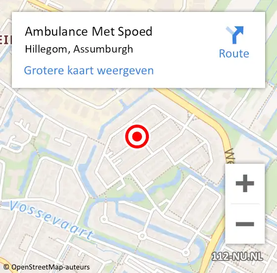 Locatie op kaart van de 112 melding: Ambulance Met Spoed Naar Hillegom, Assumburgh op 4 oktober 2021 12:02