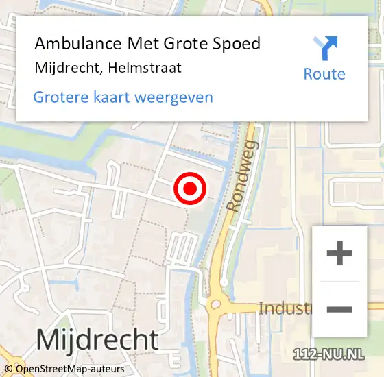 Locatie op kaart van de 112 melding: Ambulance Met Grote Spoed Naar Mijdrecht, Helmstraat op 4 oktober 2021 12:05