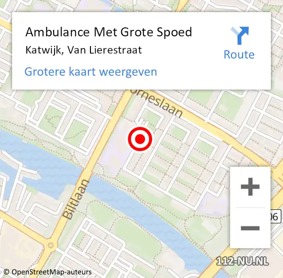 Locatie op kaart van de 112 melding: Ambulance Met Grote Spoed Naar Katwijk, Van Lierestraat op 4 oktober 2021 12:17