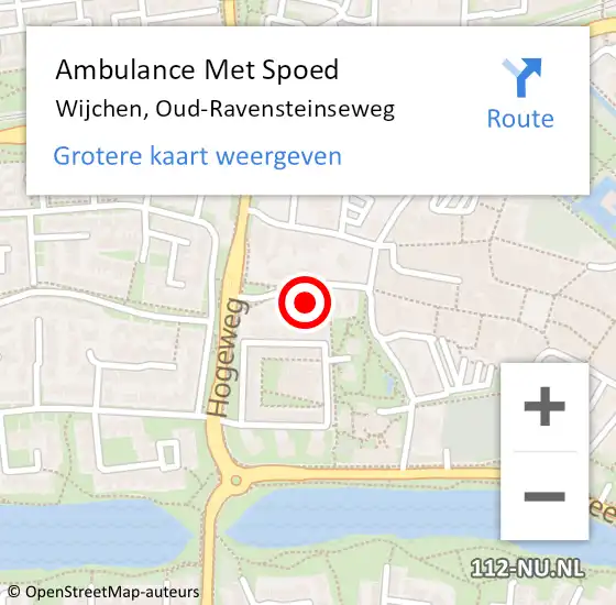 Locatie op kaart van de 112 melding: Ambulance Met Spoed Naar Wijchen, Oud-Ravensteinseweg op 4 oktober 2021 12:37