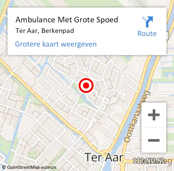 Locatie op kaart van de 112 melding: Ambulance Met Grote Spoed Naar Ter Aar, Berkenpad op 4 oktober 2021 12:39