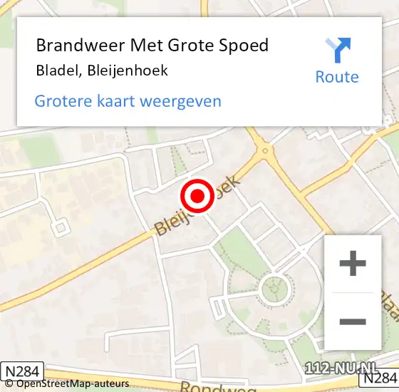 Locatie op kaart van de 112 melding: Brandweer Met Grote Spoed Naar Bladel, Bleijenhoek op 4 oktober 2021 12:49