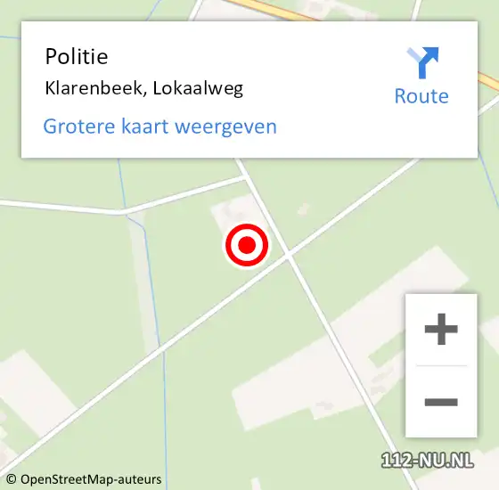 Locatie op kaart van de 112 melding: Politie Klarenbeek, Lokaalweg op 4 oktober 2021 12:50