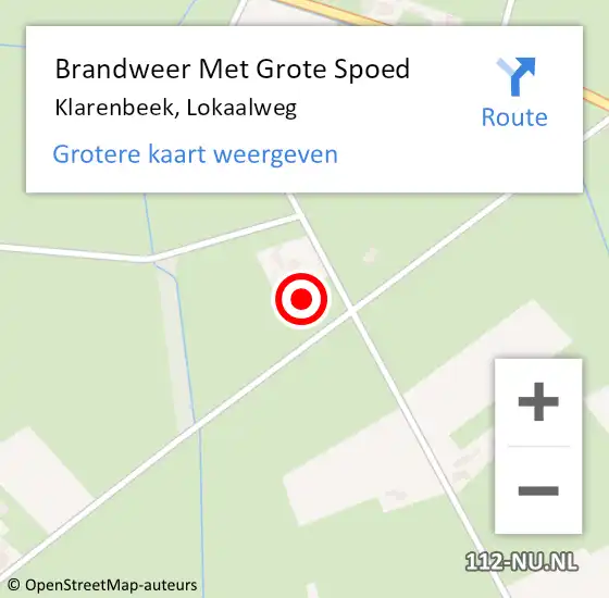 Locatie op kaart van de 112 melding: Brandweer Met Grote Spoed Naar Klarenbeek, Lokaalweg op 4 oktober 2021 12:51