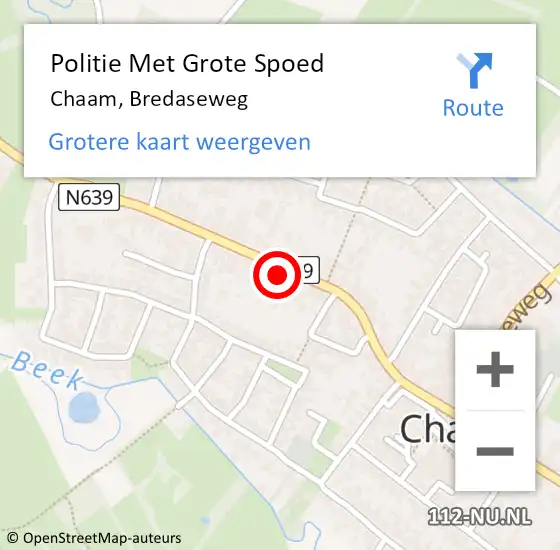 Locatie op kaart van de 112 melding: Politie Met Grote Spoed Naar Chaam, Bredaseweg op 4 oktober 2021 12:58