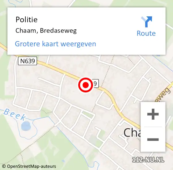 Locatie op kaart van de 112 melding: Politie Chaam, Bredaseweg op 4 oktober 2021 12:58